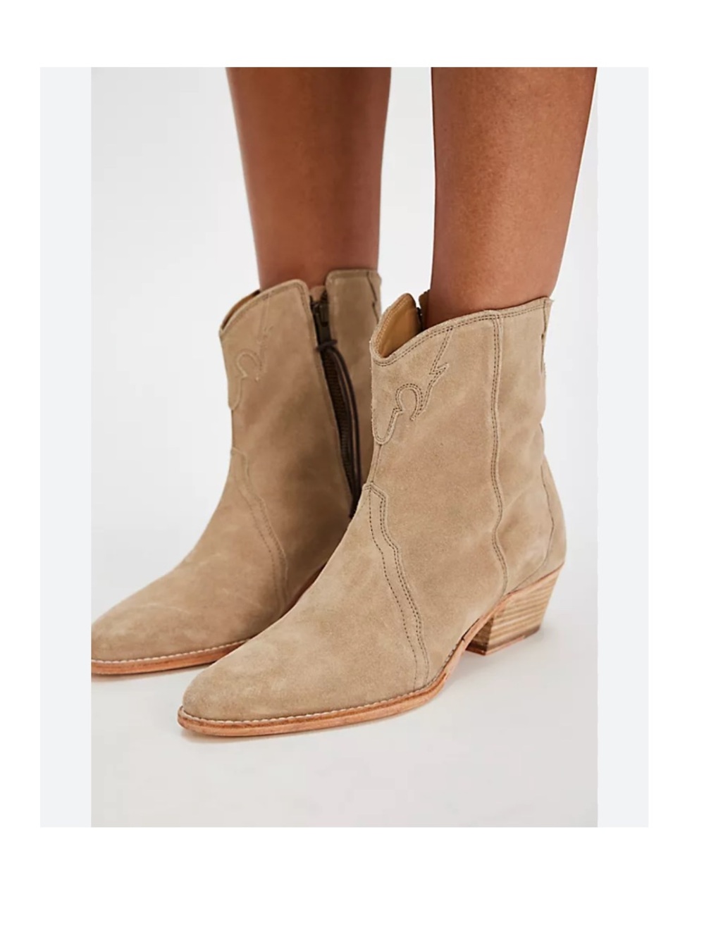 Free People New Frontier Western Boot in Oyster Suede Sz 36.5